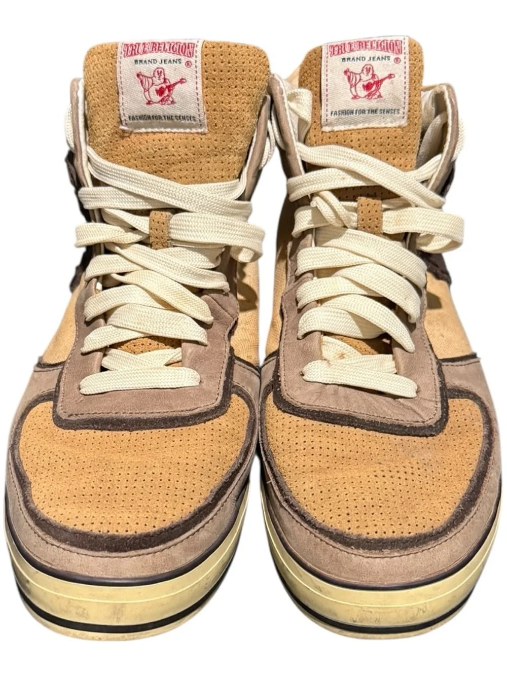 True Religion 4 Color Canvas Hi Top Sneakers Men’s Size 10.5 Big U Casual Brown